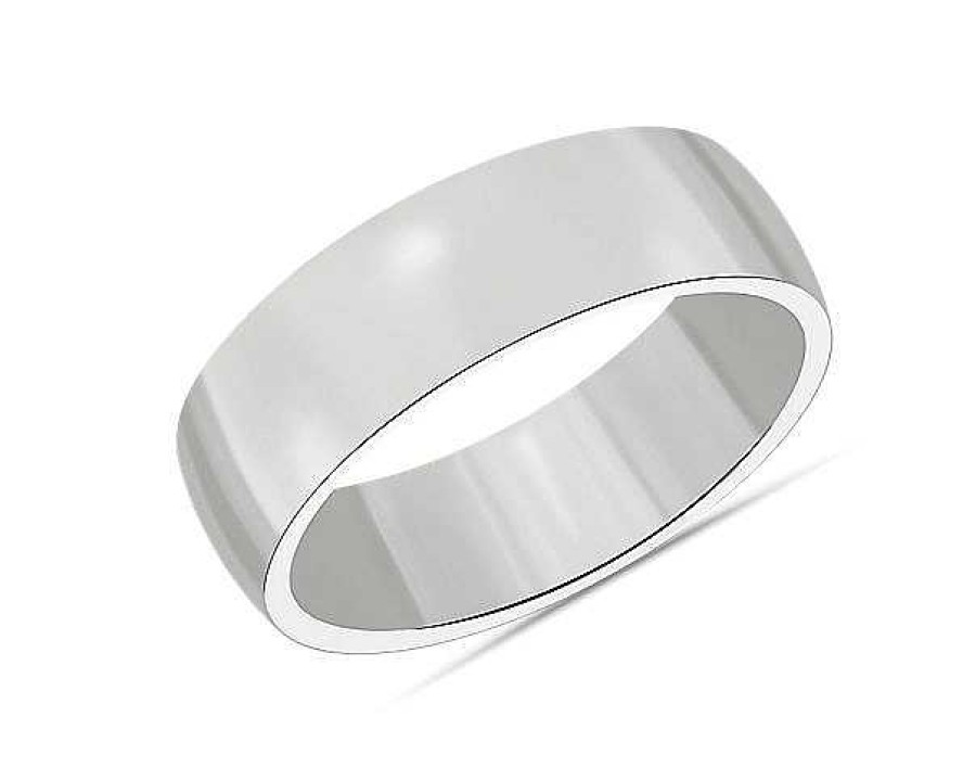 Men'S Rings | Blue Nile Low Dome Comfort Fit Wedding Ring In Platinum (7Mm)