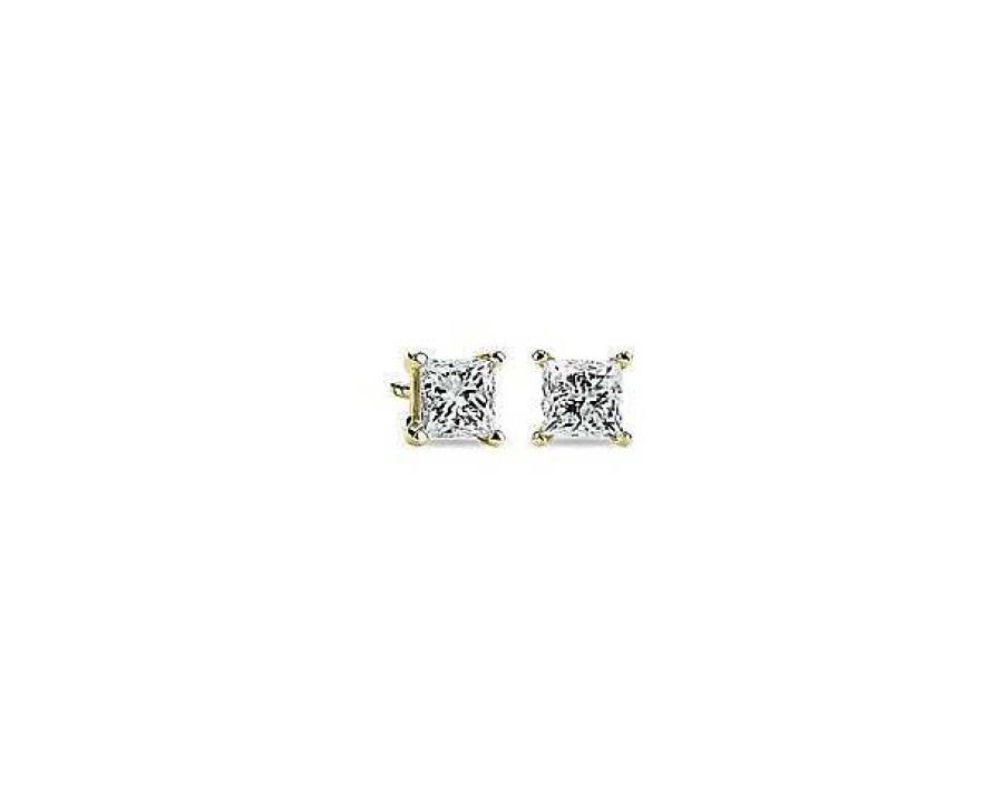 Earrings | Blue Nile Lab Grown Diamond Princess Cut Stud Earrings In 14K Yellow Gold (1 Ct. Tw.)