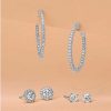 Earrings | Blue Nile Diamond Eternity Hoop Earrings In 14K White Gold- I/I1 (1 Ct. Tw.)