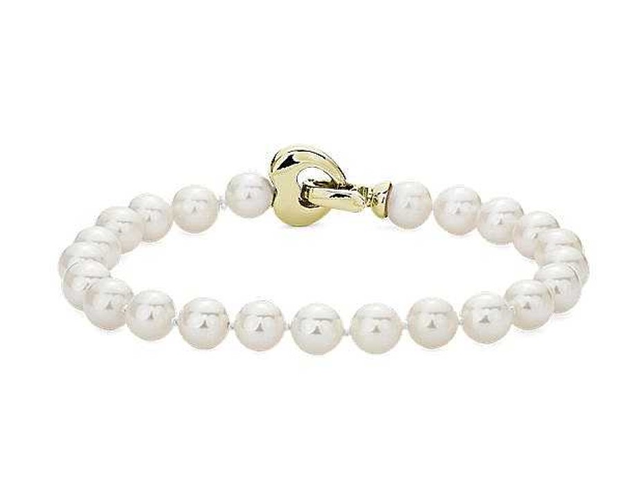 Bracelets | Blue Nile White Freshwater Pearl Bracelet In 14K Yellow Gold (6.5-7Mm)