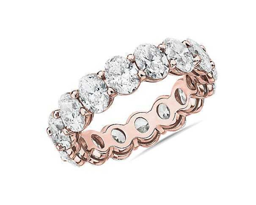 Women'S Rings | Blue Nile Oval Cut Diamond Eternity Ring In 14K Rose Gold (5 Ct. Tw.)