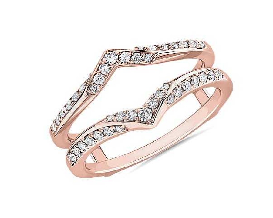 Women'S Rings | Blue Nile Pointed Diamond Insert In 18K Rose Gold (1/4 Ct. Tw.)