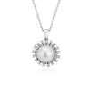 Necklaces | Blue Nile South Sea Cultured Pearl Pendant With Scattered Diamond Halo In 18K White Gold (9-9.5Mm)