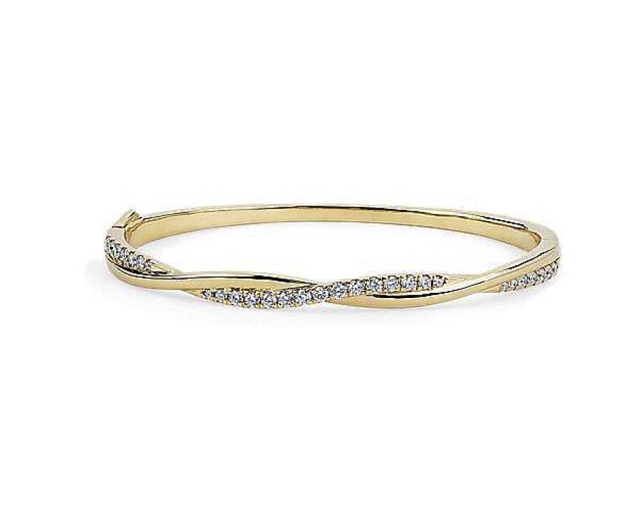 Bracelets | Blue Nile Twisting Diamond Bangle In 14K Yellow Gold (1 Ct. Tw.)