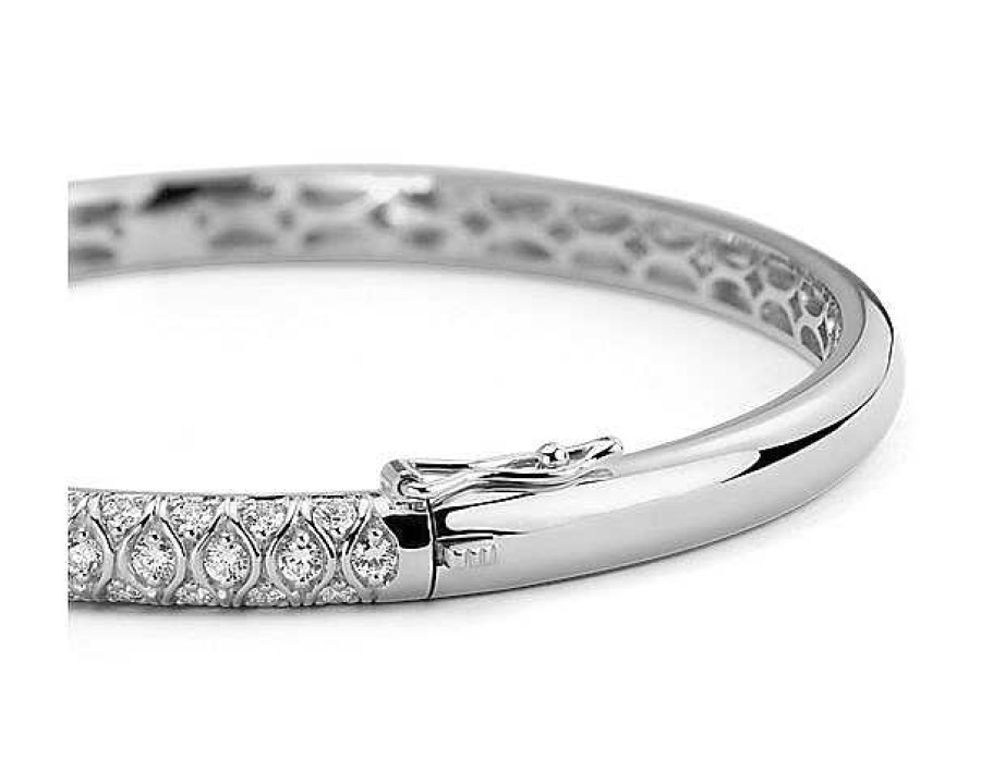 Bracelets | Blue Nile Radiance Pav Diamond Bangle Bracelet In 18K White Gold (2 Ct. Tw.)