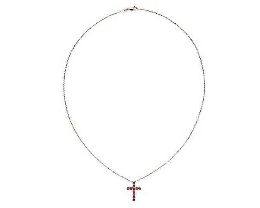 Necklaces | Blue Nile Ruby Cross Pendant In 14K Rose Gold