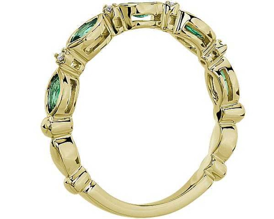 Rings | Blue Nile Marquise Emerald And Diamond Ring In 14K Yellow Gold (4X2Mm)