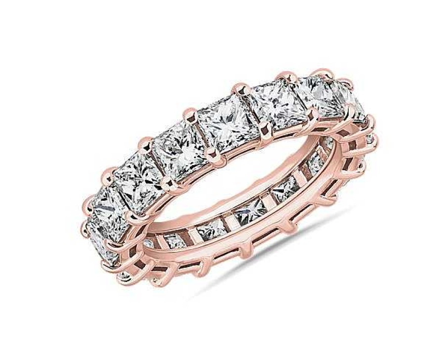 Women'S Rings | Blue Nile Princess Cut Diamond Eternity Ring In 14K Rose Gold (7 Ct. Tw.)