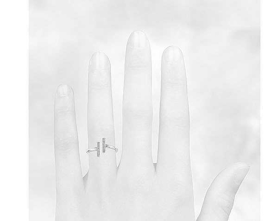 Rings | Blue Nile Delicate Pav Split Bar Diamond Fashion Ring In 14K White Gold