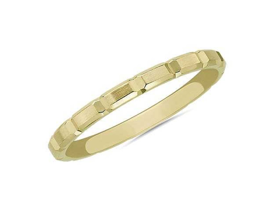 Women'S Rings | Blue Nile Vertical Bevel Stackable Stackable Ring In 14K Yellow Gold (2Mm)