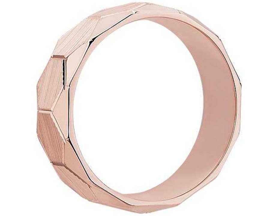 Men'S Rings | Blue Nile Raised Hexagon Lined Wedding Ring In 14K Rose Gold (7Mm)