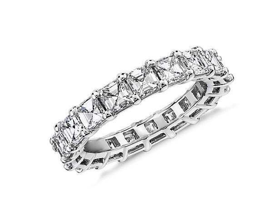 Women'S Rings | Blue Nile Asscher Cut Diamond Eternity Ring In 14K White Gold (4 Ct. Tw.)