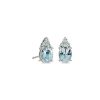 Earrings | Blue Nile Oval Aquamarine And Diamond Cluster Stud Earrings In 14K White Gold