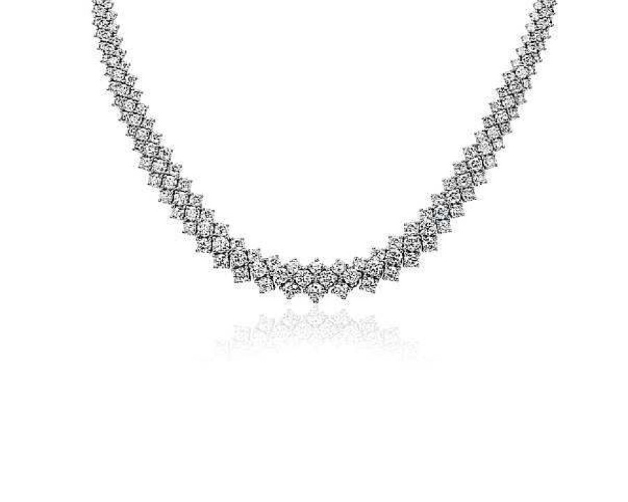 Necklaces | Blue Nile Graduating Multi-Row Diamond Eternity Necklace In 14K White Gold (21 5/8 Ct. Tw.)