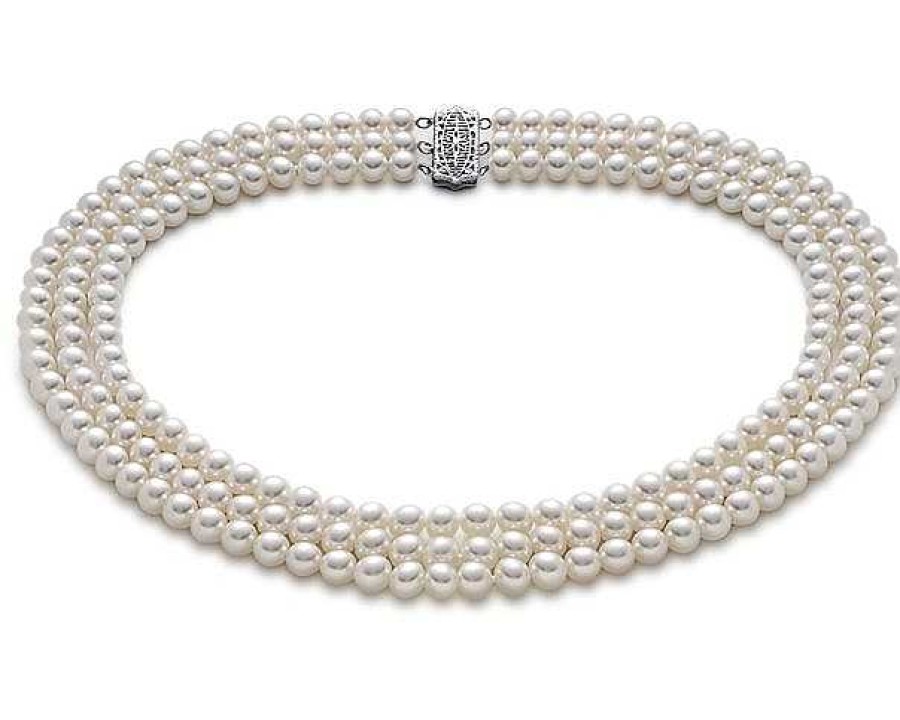 Necklaces | Blue Nile Triple-Strand Freshwater Cultured Pearl Strand Necklace In 14K White Gold (6Mm)