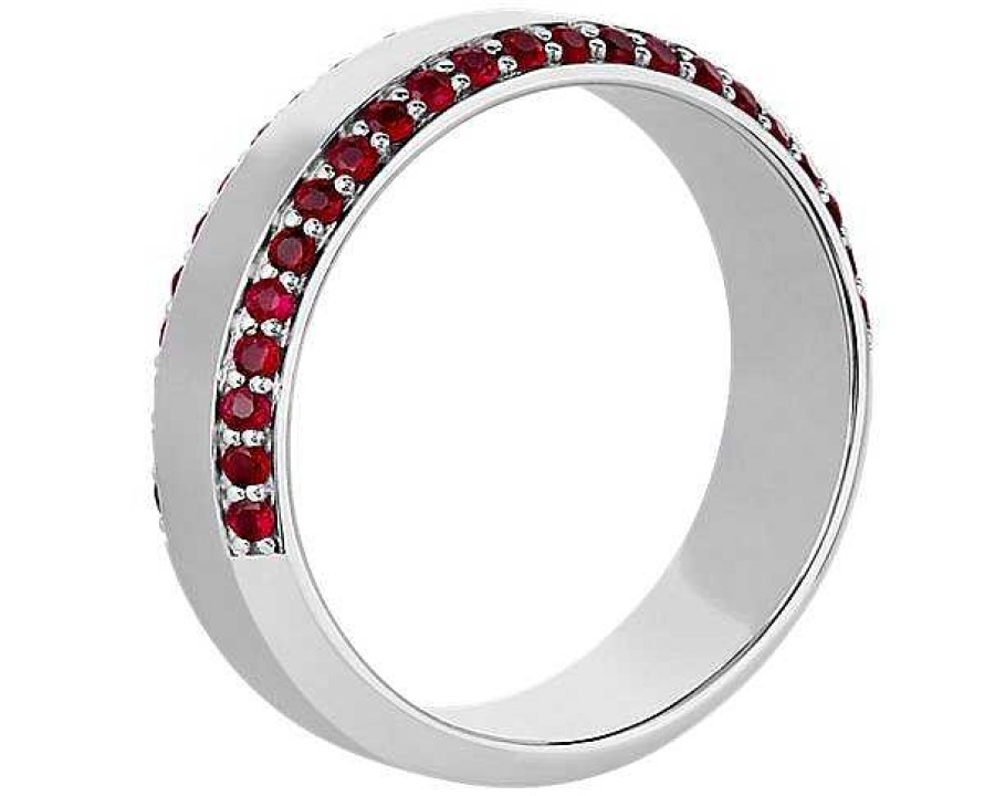 Men'S Rings | Blue Nile Men'S Ruby Edge Pave Band In Platinum (6.5 Mm, 3/4 Ct. Tw.)