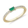 Rings | Blue Nile Baguette Emerald And Diamond Pav Stacking Ring In 14K Yellow Gold (3.5X2Mm)