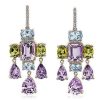 Earrings | Blue Nile Pink Amethyst, Peridot And Sky Blue Topaz Chandelier Earrings In 14K Yellow Gold