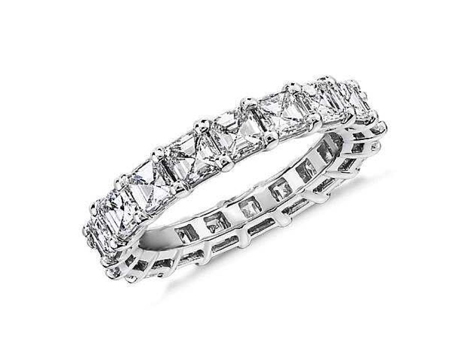 Women'S Rings | Blue Nile Lab Grown Diamond Asscher Cut Eternity Ring In 14K White Gold (4 Ct. Tw.)