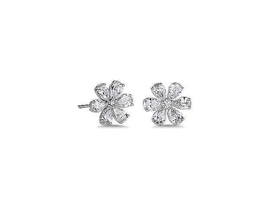 Earrings | Blue Nile 6-Petal Love Flower Earrings In 14K White Gold (1 1/3 Ct. Tw.)