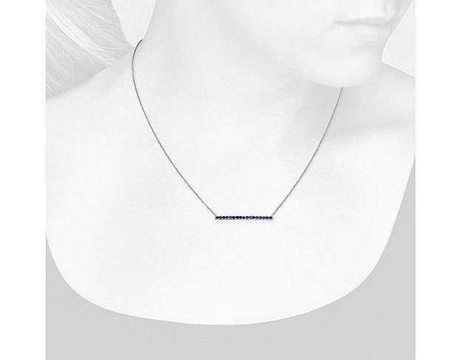 Necklaces | Blue Nile Sapphire Pav Bar Necklace In 14K White Gold (1.5Mm)