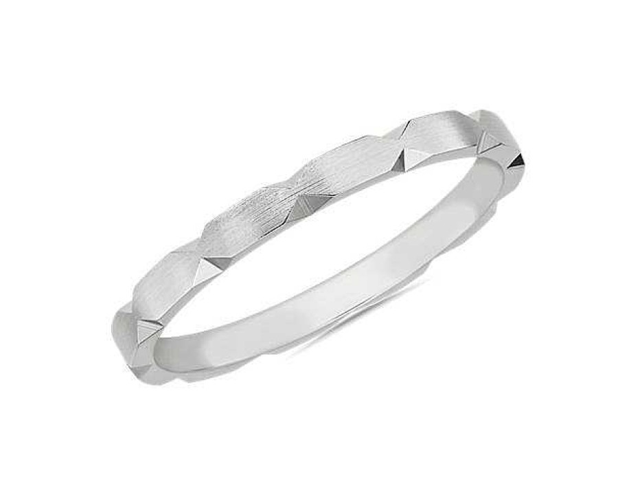 Women'S Rings | Blue Nile Contemporary Hexagon Cut Stackable Ring In 14K White Gold (2Mm)