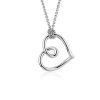 Necklaces | Blue Nile 18" Open Heart Pendant In Sterling Silver (1 Mm)