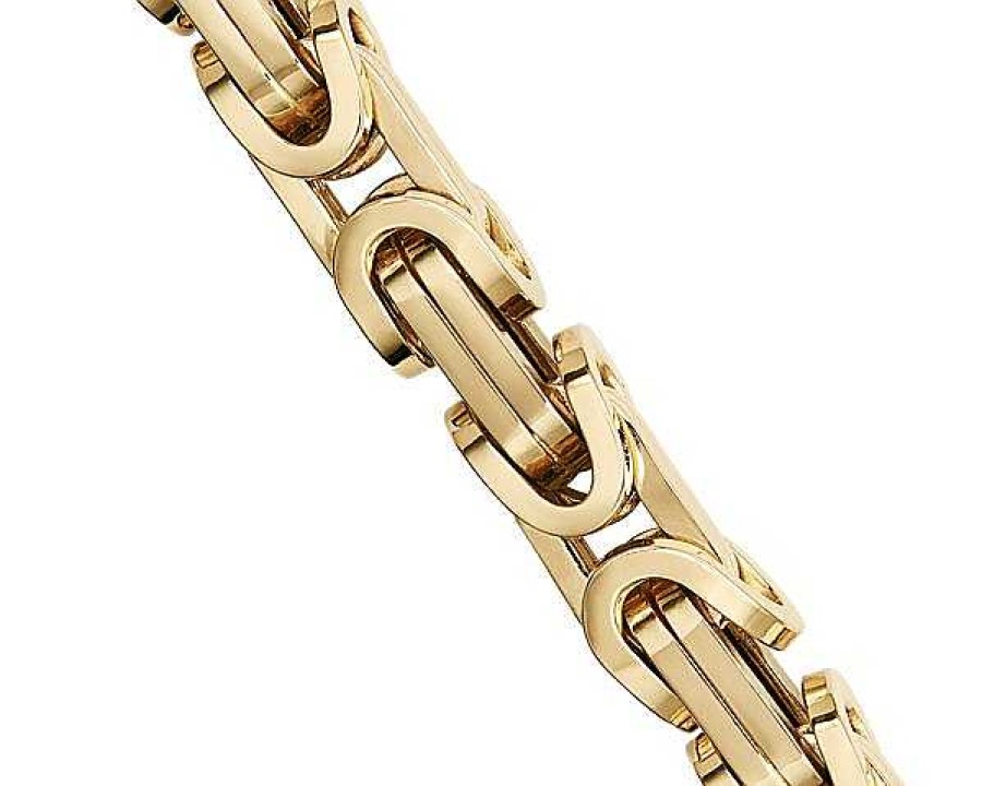 Bracelets | Blue Nile 8" Men'S Byzantine Chain Bracelet In 14K Yellow Gold (7 Mm)