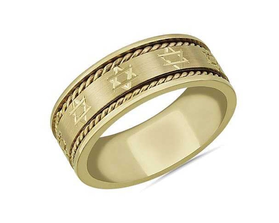 Men'S Rings | Blue Nile Star Of David Wedding Ring In 14K Yellow Gold (8Mm)