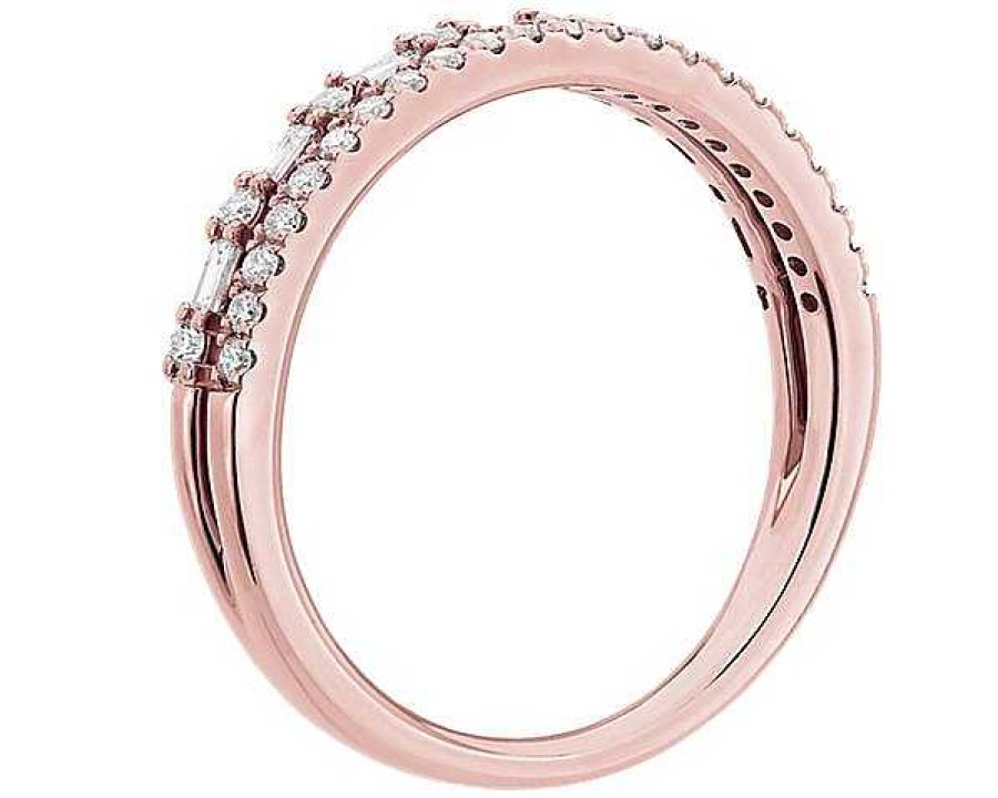 Rings | Blue Nile Two Row Baguette And Pav Diamond Ring In 14K Rose Gold (1/4 Ct. Tw.)