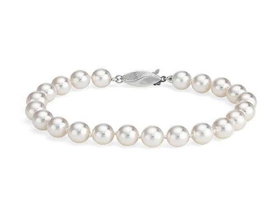 Bracelets | Blue Nile 8" Classic Akoya Cultured Pearl Bracelet In 18K White Gold (7.0-7.5Mm)