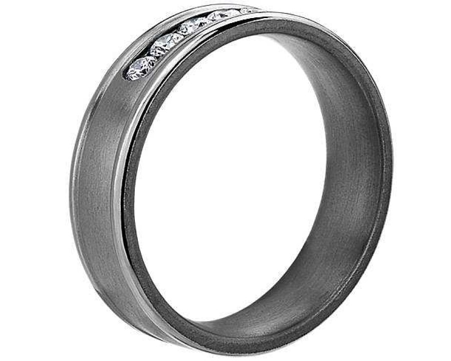 Men'S Rings | Blue Nile Channel-Set Satin Finish Diamond Ring In Tantalum (6 Mm, 3/8 Ct. Tw.)