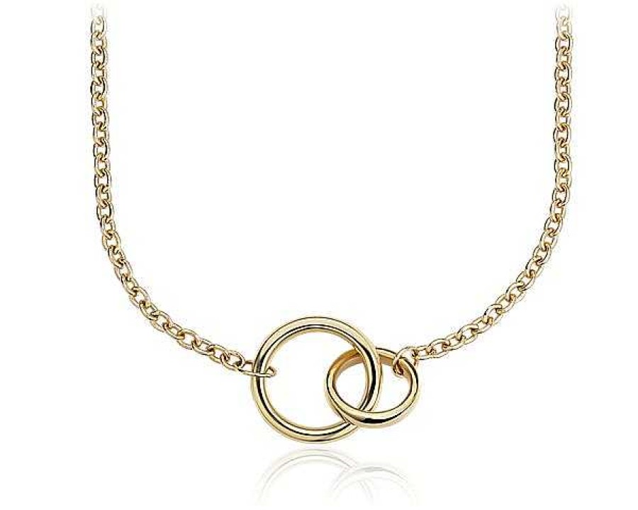 Necklaces | Blue Nile 18" Forever Together Double Ring Necklace In 14K Italian Yellow Gold (3.2 Mm)