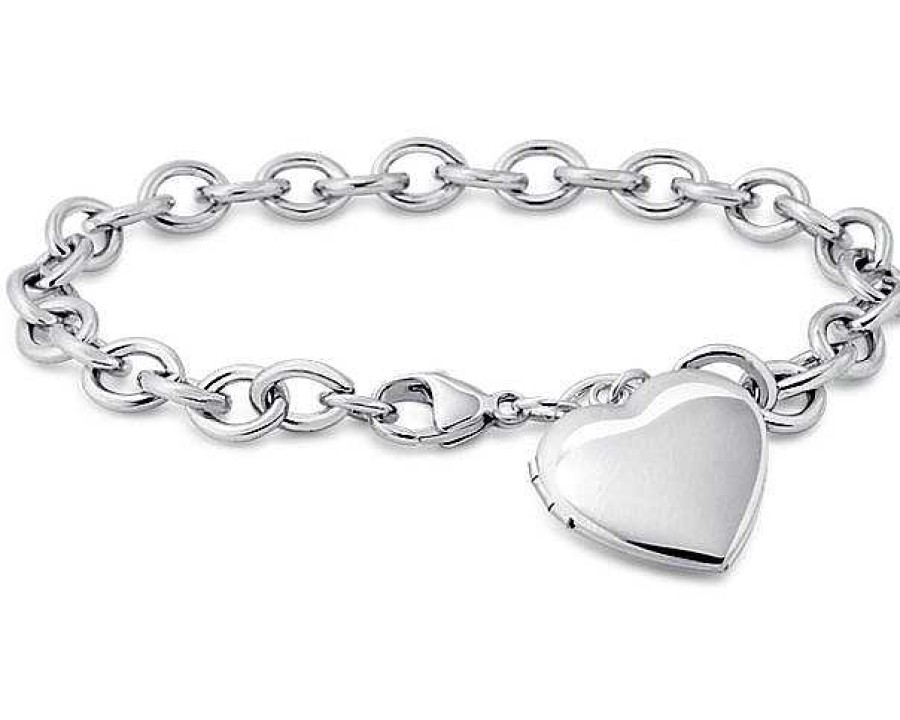 Bracelets | Blue Nile 7.5" Sweetheart Locket Bracelet In Sterling Silver