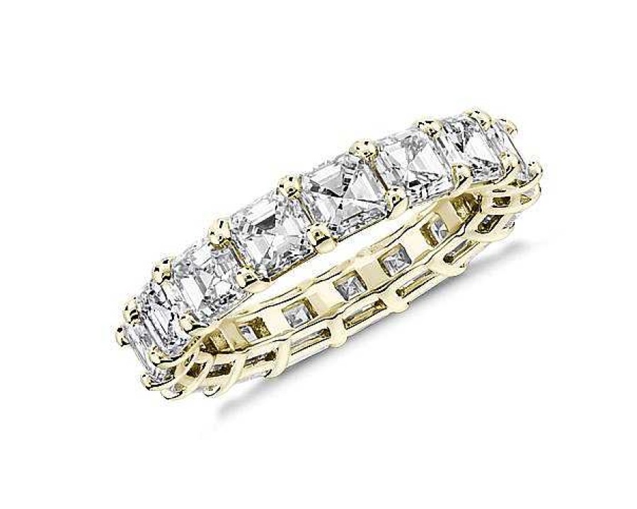 Women'S Rings | Blue Nile Lab Grown Diamond Asscher Cut Eternity Ring In 14K Yellow Gold (5 Ct. Tw.)