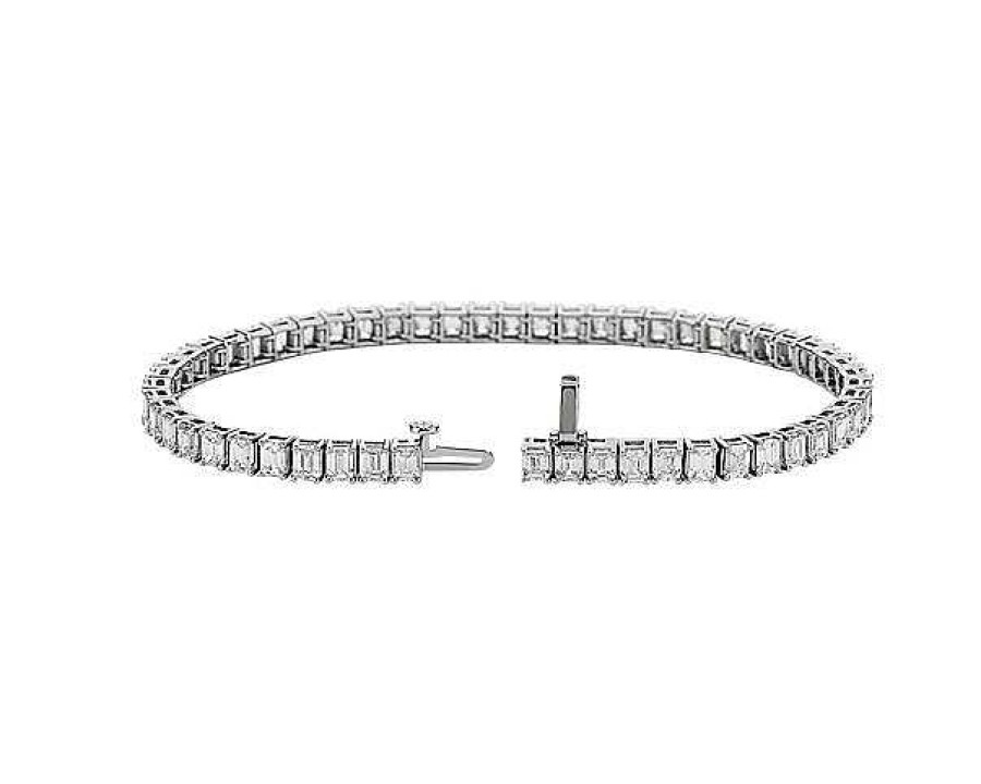 Bracelets | Blue Nile Emerald Diamond Tennis Bracelet In 14K White Gold (12 Ct. Tw.)