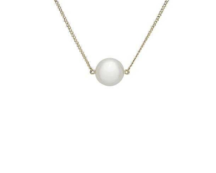 Necklaces | Blue Nile White Freshwater Pearl And Diamond Necklace In 14K Yellow Gold (8.5-9 Mm)