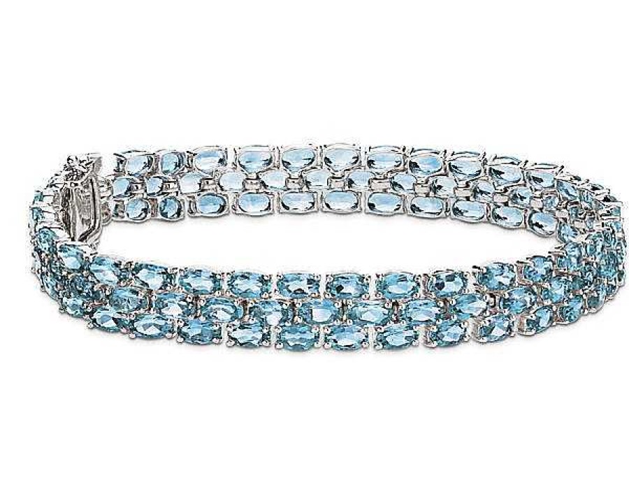 Bracelets | Blue Nile Trio Oval Blue Topaz Bracelet In Sterling Silver (5X3Mm)