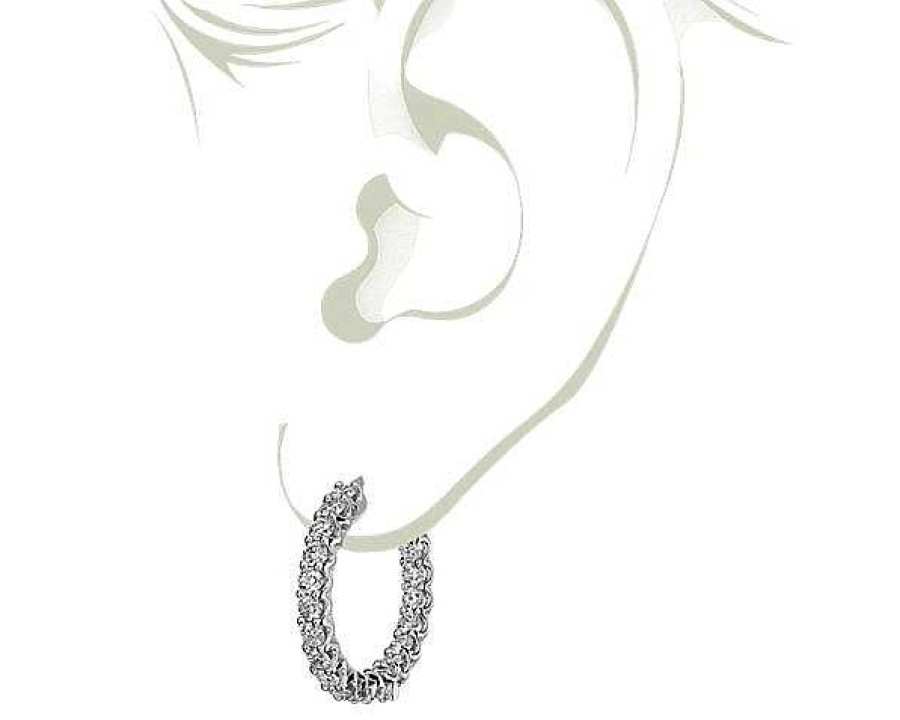 Earrings | Blue Nile Diamond Eternity Hoop Earrings In 14K White Gold (3 1/2 Ct. Tw.)