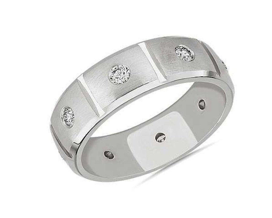 Men'S Rings | Blue Nile Bold Diamond Eternity Ring In 14K White Gold (7 Mm, 1/2 Ct. Tw.)