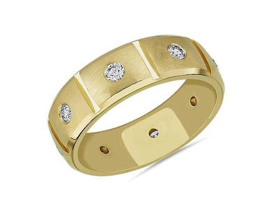 Men'S Rings | Blue Nile Bold Diamond Eternity Ring In 14K Yellow Gold (7 Mm, 1/2 Ct. Tw.)