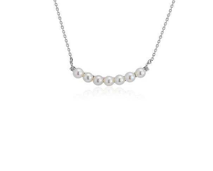 Necklaces | Blue Nile Petite Freshwater Cultured Pearl Smile Necklace In Sterling Silver (3-4Mm)