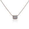 Necklaces | Blue Nile Emerald-Cut Diamond Halo Necklace In 14K Rose Gold (1/2 Ct. Tw.)