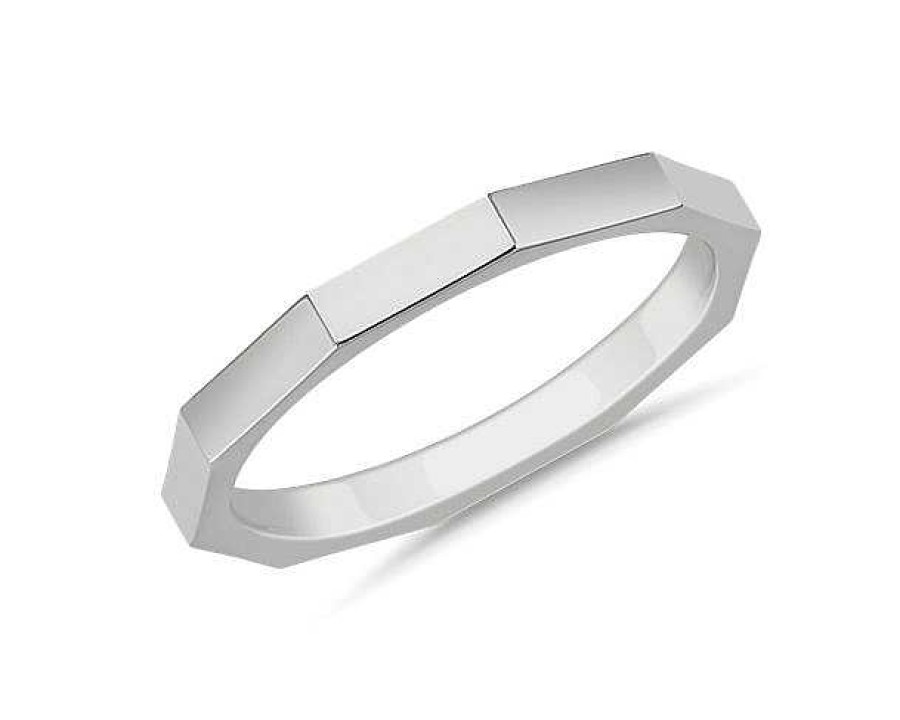 Women'S Rings | Blue Nile Stackable Rectangle Edged Ring In 14K White Gold (2Mm)