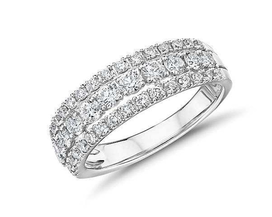 Rings | Blue Nile Triple Row Diamond Fashion Ring In 14K White Gold (1 Ct. Tw.)