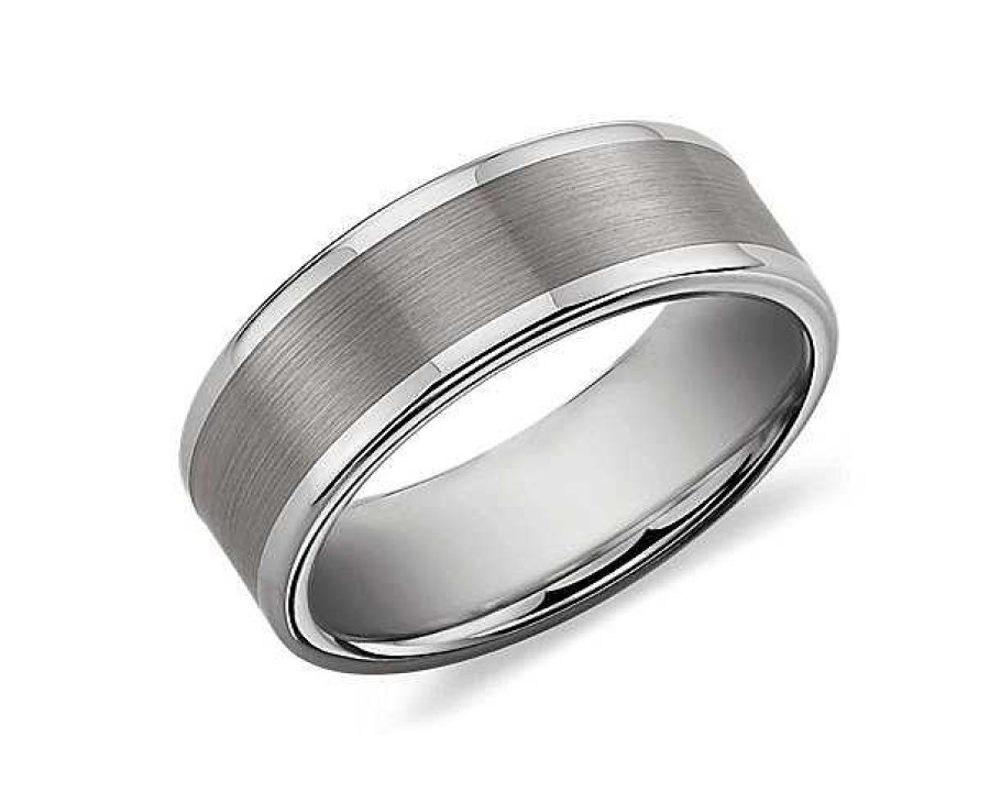 Men'S Rings | Blue Nile Satin Finish Wedding Ring In Gray Tungsten Carbide (8Mm)