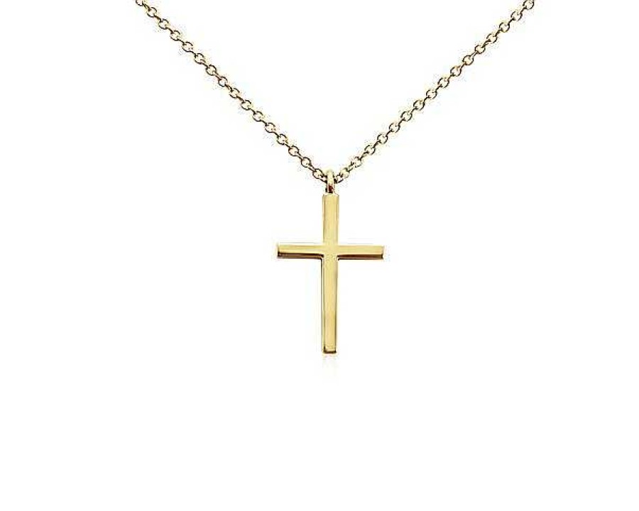 Necklaces | Blue Nile 18" Petite Cross Pendant In 14K Yellow Gold