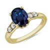 Rings | Blue Nile Oval Sapphire And Diamond Side Stone Ring In 14K Yellow Gold (9X7Mm)