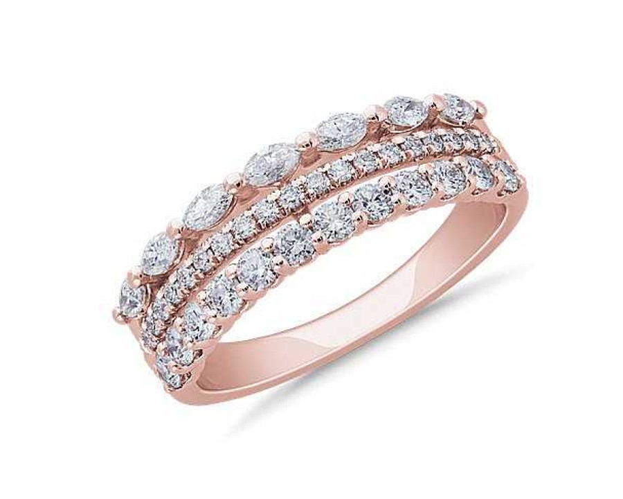 Rings | Blue Nile 3 Row Stacking Ring In 14K Rose Gold (3/4 Ct. Tw.)