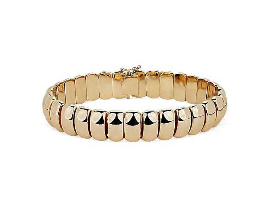 Bracelets | Blue Nile 7.5" Large Domed Bracelet In 14K Yellow Gold (13.5 Mm)